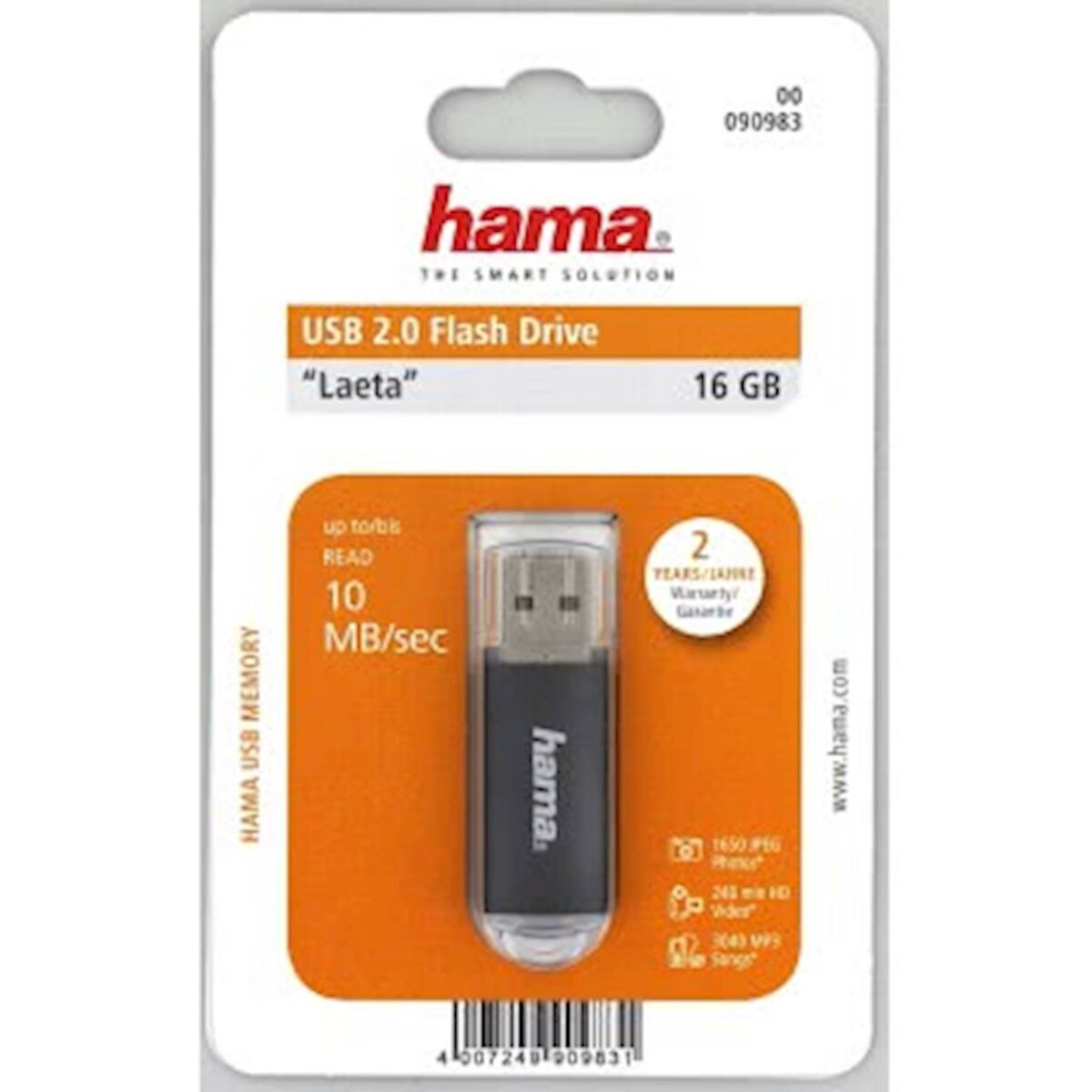USB HAMA LAETA  2.0 16GB, 10MB/s, sivi - Image 1