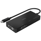 BELKIN USB-C to Multiport Video Adapter with HDMI, VGA, DisplayPort, and DVI ports, Supports video resolutions- up to 4Kx2K@60Hz, Black