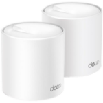 TP-Link Deco X50(2-pack) AX3000 Whole Home Mesh Wi-Fi 6 System, 574 Mbps at 2.4 GHz + 2402 Mbps at 5 GHz, 2× Internal Antennas, 3× Gigabit Ports (WAN/LAN auto-sensing), 2 Streams and HE160 for 5GHz, Deco App, Router/AP Mode, IPv6, IPTV, HomeShield