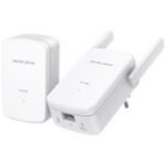 Mercusys MP510 KIT AV1000 Gigabit Powerline N300 Wi-Fi KIT (1× MP510 + 1× MP500) 300 Mbps at 2.4 GHz, 1000 Mbps Powerline,Broadcom CPU, 1× Gigabit Port, 2× Fixed External Antennas, Wall Plugged, HomePlug AV2,Plug and Play, One-Touch Wi-Fi Config.