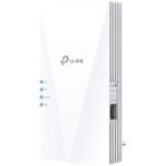 TP-Link RE500X AX1500 Wi-Fi 6 Range Extender, 300 Mbps at 2.4 GHz + 1201 Mbps at 5 GHz, 2 × Internal Antennas, 1 × Gigabit Port, Broadcom 1.5GHz Tri-Core CPU, 1024 QAM, Wall Plugged, Tether App, WPS, RE/AP Mode, OneMesh, Beamforming, MU-MIMO, OFDMA