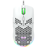 CANYON Puncher GM-11, Gaming Mouse with 7 programmable buttons, Pixart 3519 optical sensor, 4 levels of DPI and up to 4200, 5 million times key life, 1.65m Ultraweave cable, UPE feet and colorful RGB lights, White, size:128.5x67x37.5mm, 105g