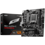 MSI PRO A620M-E, mATX, Socket AM5, Dual Channel DDR5 6800+MHz, 1x PCIe x16 slot, 1x M.2 slot, 1x HDMI, 1x VGA, 2x USB 3.2 Gen 1, 4x USB 2.0, 7.1 HD Audio, Realtek RTL8111H Gigabit LAN, 3Y