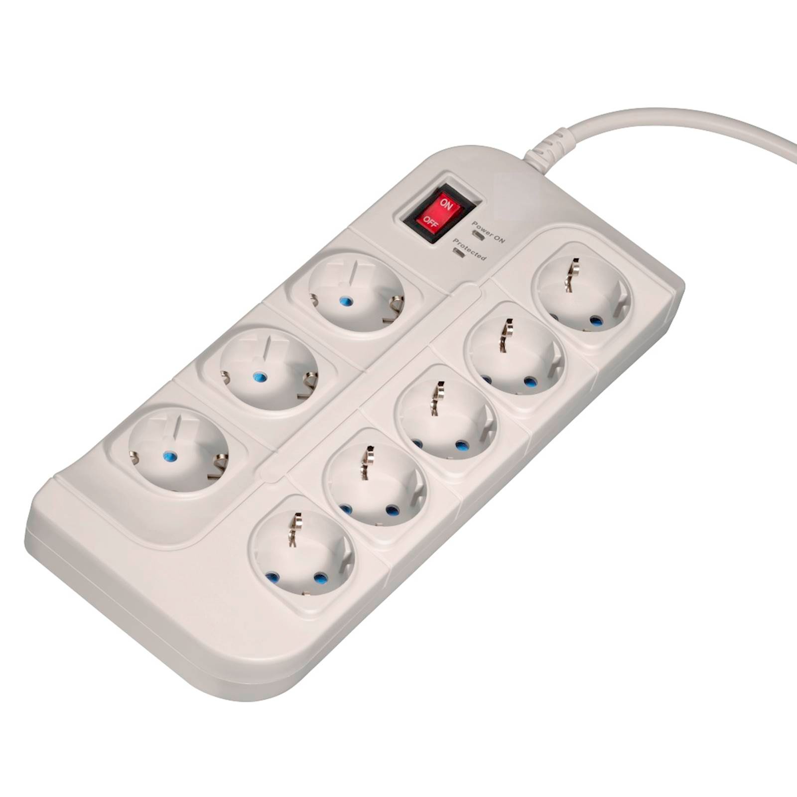 Produžni kabl Hama sa 8 utičnica, bijeli, 1,5m