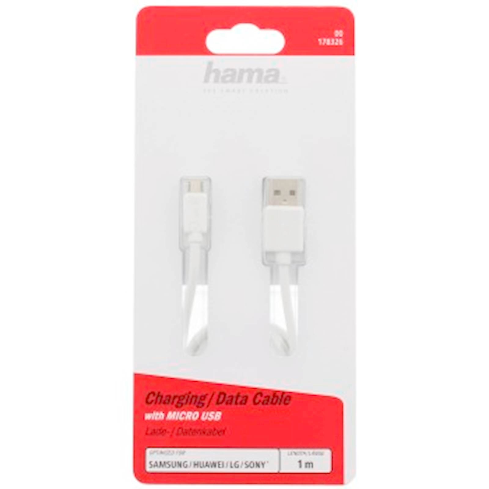 Kabl Micro USB HAMA, 1m, bijeli
