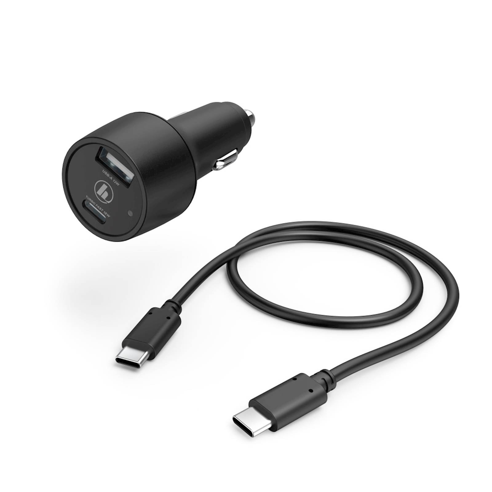 Punjač za auto set HAMA, USB-C, USB-A, 30W, crni