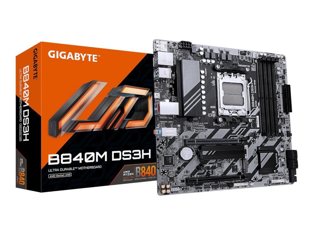 Gigabyte MB B840M DS3H AM5, 4x DDR5, 2x M.2, 4x SATA 1x HDMI, 2x DP, RAID, 14x USB, mATX