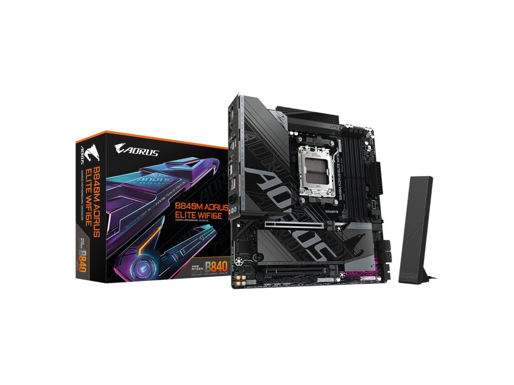Gigabyte MB B840 AORUS ELITE AM5, 4x DDR5, 2x M.2, 4x SATA 8xUSB; 1x HDMI, 1x DP, mATX;