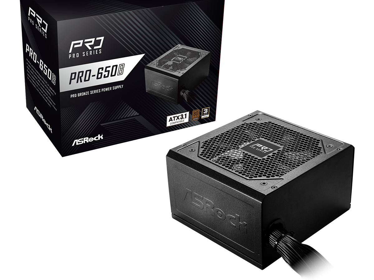 ASRock PSU 650W Bronze, Pro80PLUS, 120mm fan, ATX 3.1PCIe 5.1