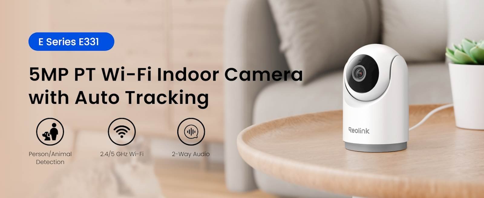 Reolink IP Kamera E serija E331, 5MP, Noćni vid 12m, Dvosmjerna komunikacija, PAN/TILT